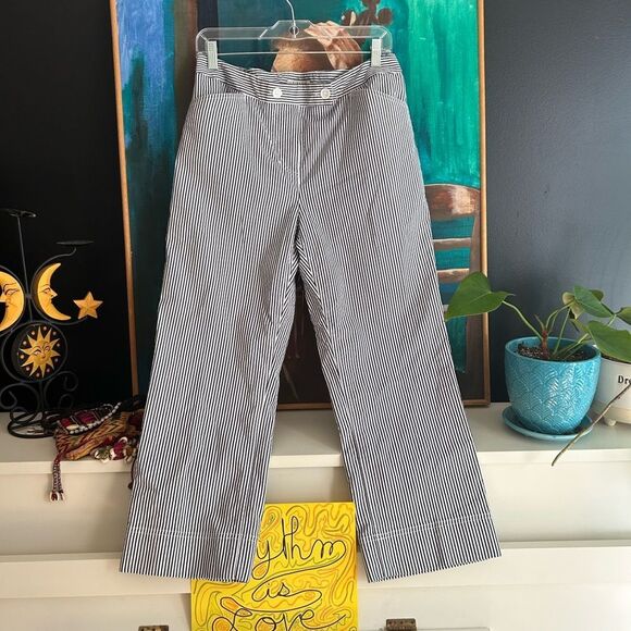 Jones New York Stretch Black and White Striped Cropped Pants 10 - Picture 2 of 16